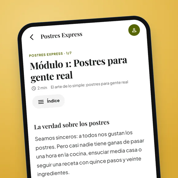Pantalla de la app: no son recetas sueltas