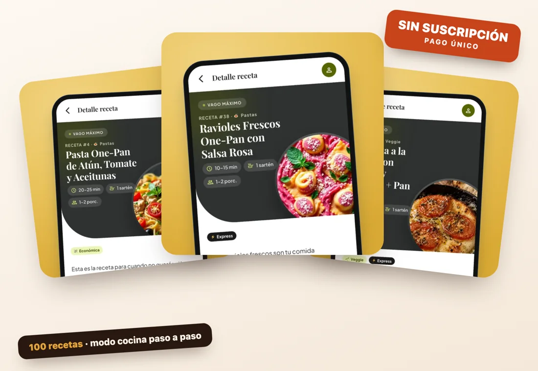 La app de Cocina para Vagos por dentro: tres recetas abiertas en el celular